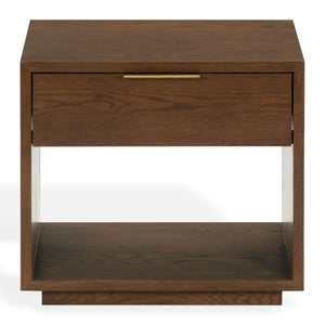 Safavieh Gabribecca Oak Veneer Nightstand with Brass Hardware Single Drawer Bedroom Storage WALNUT SFV4278B