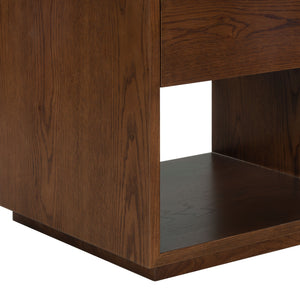 Safavieh Gabribecca Oak Veneer Nightstand with Brass Hardware Single Drawer Bedroom Storage WALNUT SFV4278B