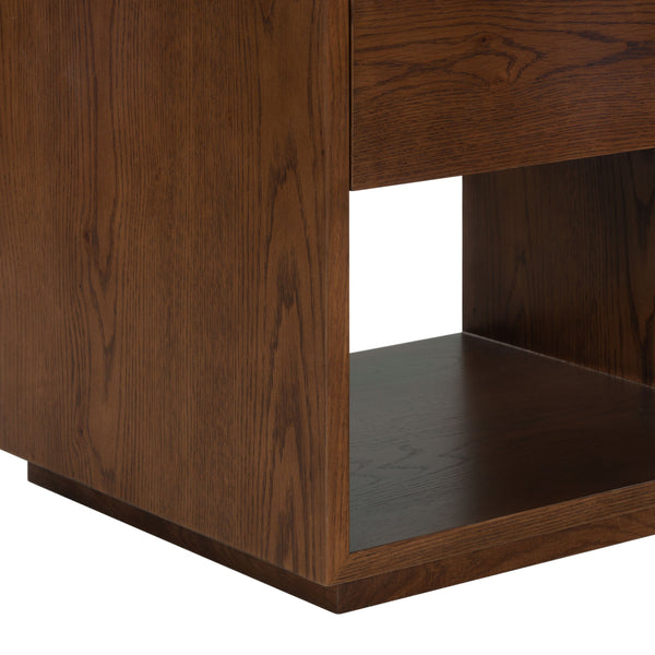 Safavieh Gabribecca Oak Veneer Nightstand with Brass Hardware Single Drawer Bedroom Storage WALNUT SFV4278B