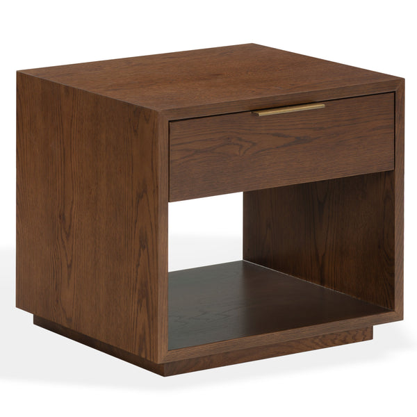 Safavieh Gabribecca Oak Veneer Nightstand with Brass Hardware Single Drawer Bedroom Storage WALNUT SFV4278B