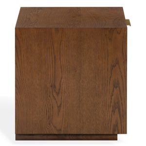 Safavieh Gabribecca Oak Veneer Nightstand with Brass Hardware Single Drawer Bedroom Storage WALNUT SFV4278B