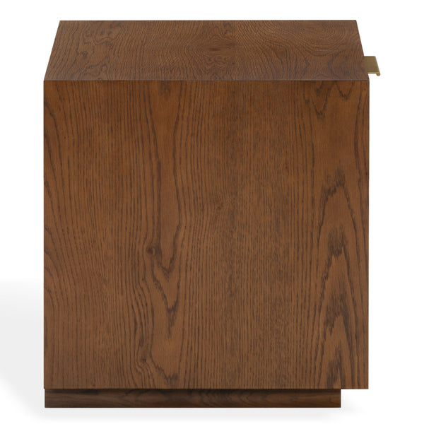 Safavieh Gabribecca Oak Veneer Nightstand with Brass Hardware Single Drawer Bedroom Storage WALNUT SFV4278B