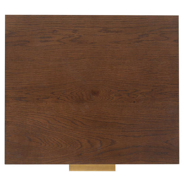 Safavieh Gabribecca Oak Veneer Nightstand with Brass Hardware Single Drawer Bedroom Storage WALNUT SFV4278B
