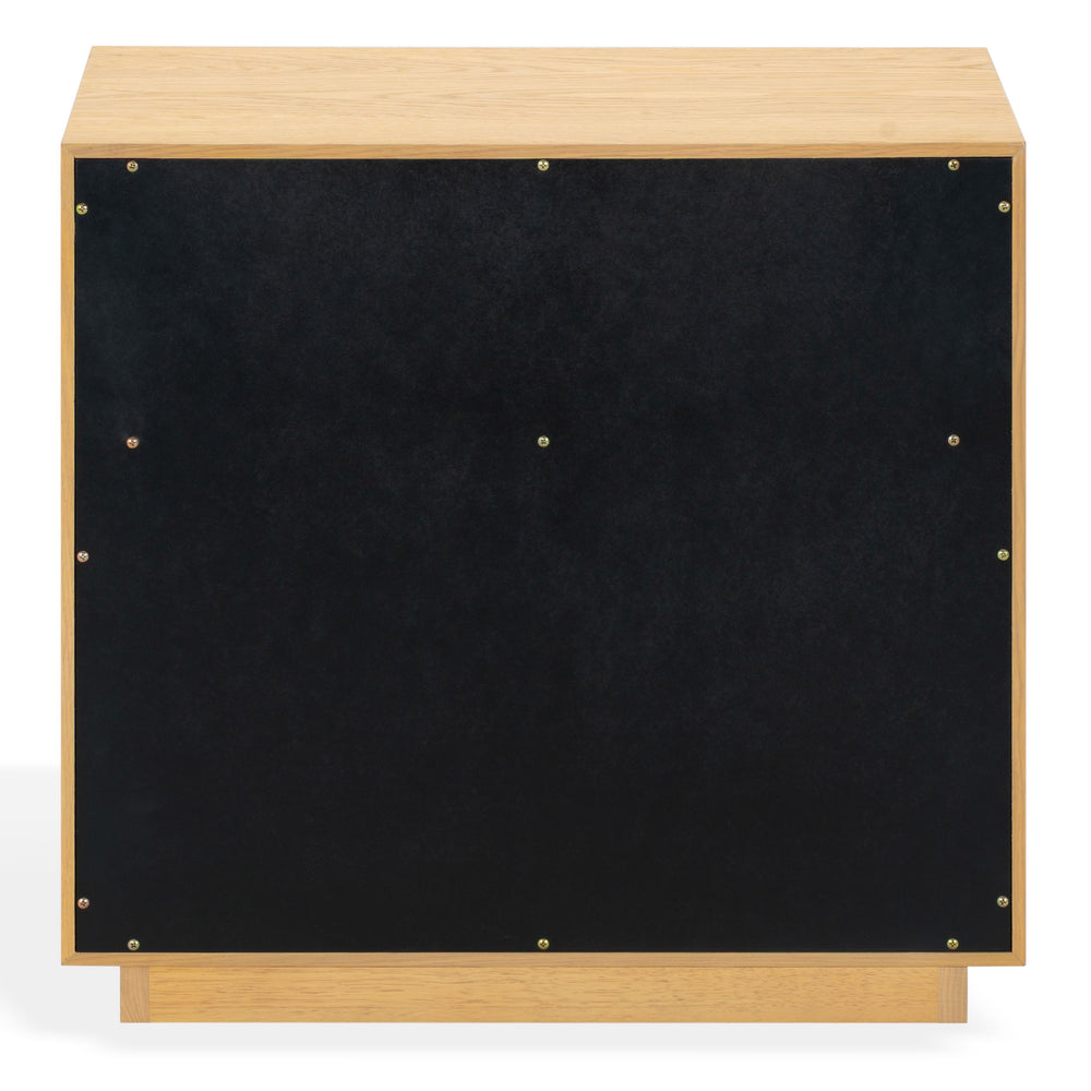 Safavieh Gabribecca Oak Veneer 2 Drawer Nightstand Brass Accents Contemporary Bedroom Storage GREIGE OAK SFV4279A