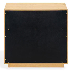 Safavieh Gabribecca Oak Veneer 2 Drawer Nightstand Brass Accents Contemporary Bedroom Storage GREIGE OAK SFV4279A