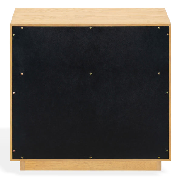 Safavieh Gabribecca Oak Veneer 2 Drawer Nightstand Brass Accents Contemporary Bedroom Storage GREIGE OAK SFV4279A