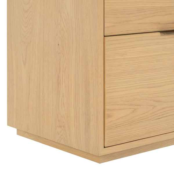 Safavieh Gabribecca Oak Veneer 2 Drawer Nightstand Brass Accents Contemporary Bedroom Storage GREIGE OAK SFV4279A