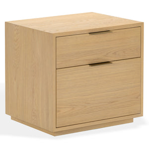Safavieh Gabribecca Oak Veneer 2 Drawer Nightstand Brass Accents Contemporary Bedroom Storage GREIGE OAK SFV4279A