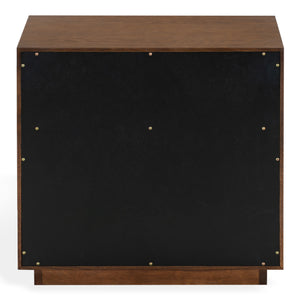 Safavieh Gabribecca Oak Veneer 2 Drawer Nightstand Brass Accents Contemporary Bedroom Storage WALNUT SFV4279B