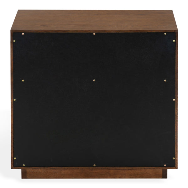 Safavieh Gabribecca Oak Veneer 2 Drawer Nightstand Brass Accents Contemporary Bedroom Storage WALNUT SFV4279B