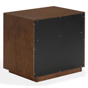 Safavieh Gabribecca Oak Veneer 2 Drawer Nightstand Brass Accents Contemporary Bedroom Storage WALNUT SFV4279B