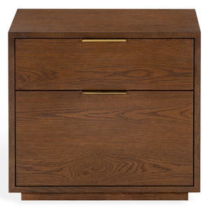 Safavieh Gabribecca Oak Veneer 2 Drawer Nightstand Brass Accents Contemporary Bedroom Storage WALNUT SFV4279B