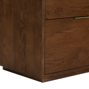 Safavieh Gabribecca Oak Veneer 2 Drawer Nightstand Brass Accents Contemporary Bedroom Storage WALNUT SFV4279B