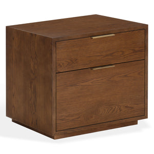 Safavieh Gabribecca Oak Veneer 2 Drawer Nightstand Brass Accents Contemporary Bedroom Storage WALNUT SFV4279B