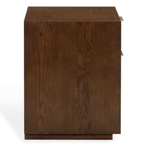 Safavieh Gabribecca Oak Veneer 2 Drawer Nightstand Brass Accents Contemporary Bedroom Storage WALNUT SFV4279B