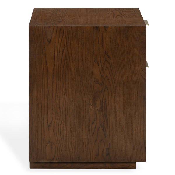 Safavieh Gabribecca Oak Veneer 2 Drawer Nightstand Brass Accents Contemporary Bedroom Storage WALNUT SFV4279B