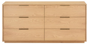 Safavieh Gabribecca Six Drawer Dresser with Oak Finish and Brass Hardware for Modern Bedrooms Gray SFV4280A