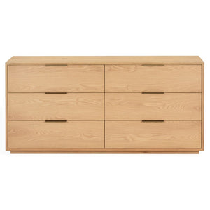 Safavieh Gabribecca Six Drawer Dresser with Oak Finish and Brass Hardware for Modern Bedrooms Gray SFV4280A