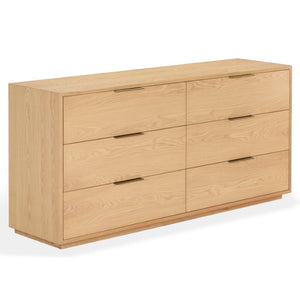 Safavieh Gabribecca Six Drawer Dresser with Oak Finish and Brass Hardware for Modern Bedrooms Gray SFV4280A