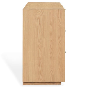Safavieh Gabribecca Six Drawer Dresser with Oak Finish and Brass Hardware for Modern Bedrooms Gray SFV4280A