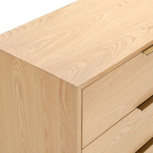 Safavieh Gabribecca Six Drawer Dresser with Oak Finish and Brass Hardware for Modern Bedrooms Gray SFV4280A