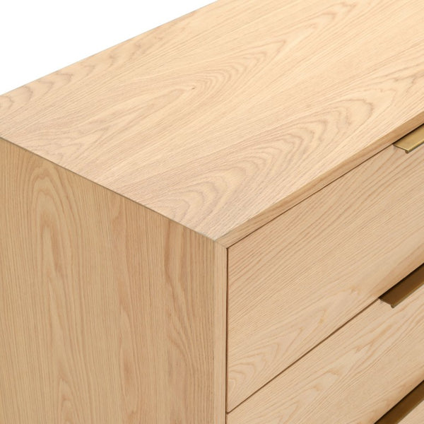 Safavieh Gabribecca Six Drawer Dresser with Oak Finish and Brass Hardware for Modern Bedrooms Gray SFV4280A
