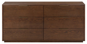 Safavieh Gabribecca Six Drawer Dresser with Oak Finish and Brass Hardware for Modern Bedrooms Brown SFV4280B
