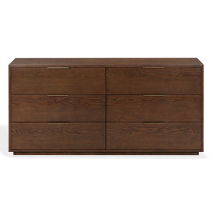Safavieh Gabribecca Six Drawer Dresser with Oak Finish and Brass Hardware for Modern Bedrooms Brown SFV4280B