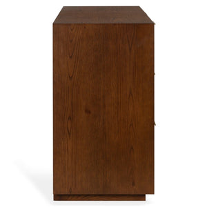 Safavieh Gabribecca Six Drawer Dresser with Oak Finish and Brass Hardware for Modern Bedrooms Brown SFV4280B