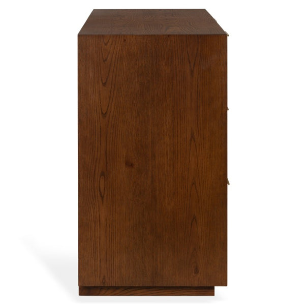 Safavieh Gabribecca Six Drawer Dresser with Oak Finish and Brass Hardware for Modern Bedrooms Brown SFV4280B