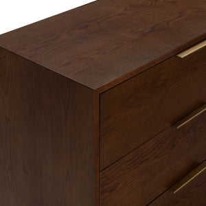 Safavieh Gabribecca Six Drawer Dresser with Oak Finish and Brass Hardware for Modern Bedrooms Brown SFV4280B