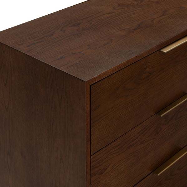 Safavieh Gabribecca Six Drawer Dresser with Oak Finish and Brass Hardware for Modern Bedrooms Brown SFV4280B