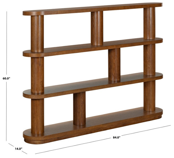 Safavieh Eleonora Tall Walnut Wood Bookcase Three Open Shelves for Study or Living Room SFV4281A-2BX