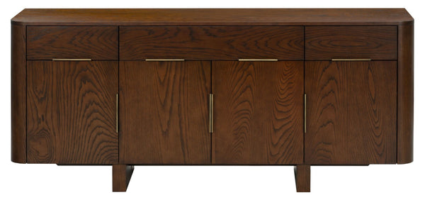 Safavieh Dorothea Mid-Century Walnut Sideboard with Brass Hardware and Three Drawer Storage SFV4282A