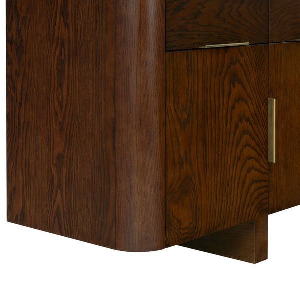 Safavieh Dorothea Mid-Century Walnut Sideboard with Brass Hardware and Three Drawer Storage SFV4282A