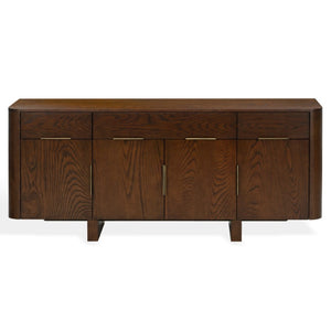 Safavieh Dorothea Mid-Century Walnut Sideboard with Brass Hardware and Three Drawer Storage SFV4282A