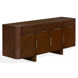 Safavieh Dorothea Mid-Century Walnut Sideboard with Brass Hardware and Three Drawer Storage SFV4282A