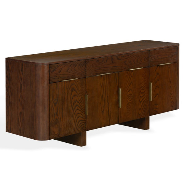 Safavieh Dorothea Mid-Century Walnut Sideboard with Brass Hardware and Three Drawer Storage SFV4282A
