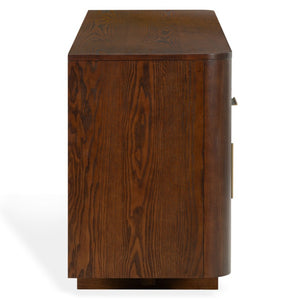 Safavieh Dorothea Mid-Century Walnut Sideboard with Brass Hardware and Three Drawer Storage SFV4282A