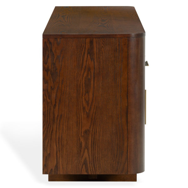 Safavieh Dorothea Mid-Century Walnut Sideboard with Brass Hardware and Three Drawer Storage SFV4282A