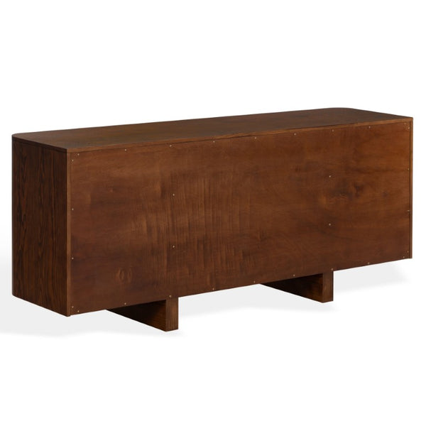 Safavieh Dorothea Mid-Century Walnut Sideboard with Brass Hardware and Three Drawer Storage SFV4282A