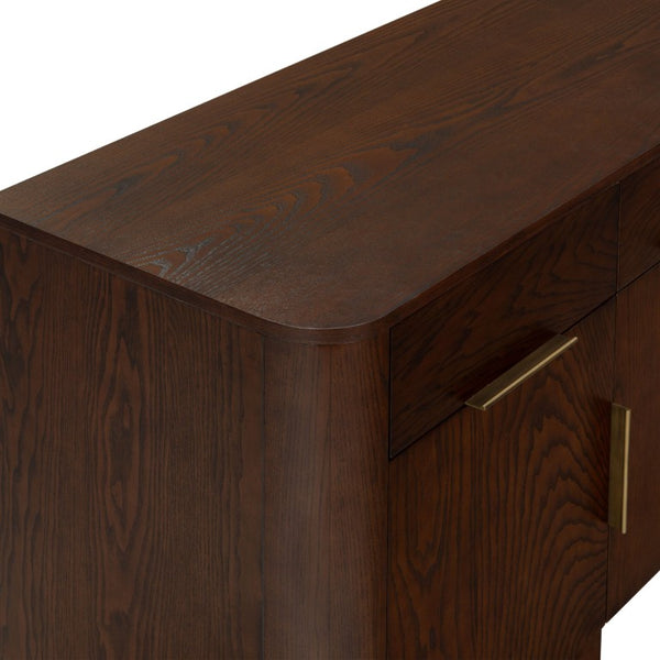 Safavieh Dorothea Mid-Century Walnut Sideboard with Brass Hardware and Three Drawer Storage SFV4282A