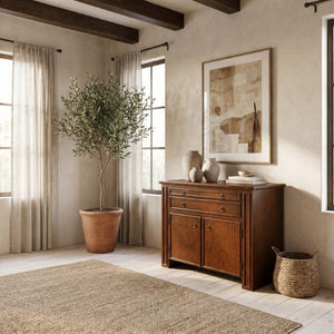 Safavieh Caroline Walnut and Brass Two Drawer Open Shelf Chest for Bedroom or Entryway SFV4283A