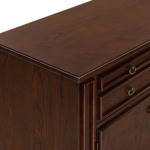 Safavieh Caroline Walnut and Brass Two Drawer Open Shelf Chest for Bedroom or Entryway SFV4283A