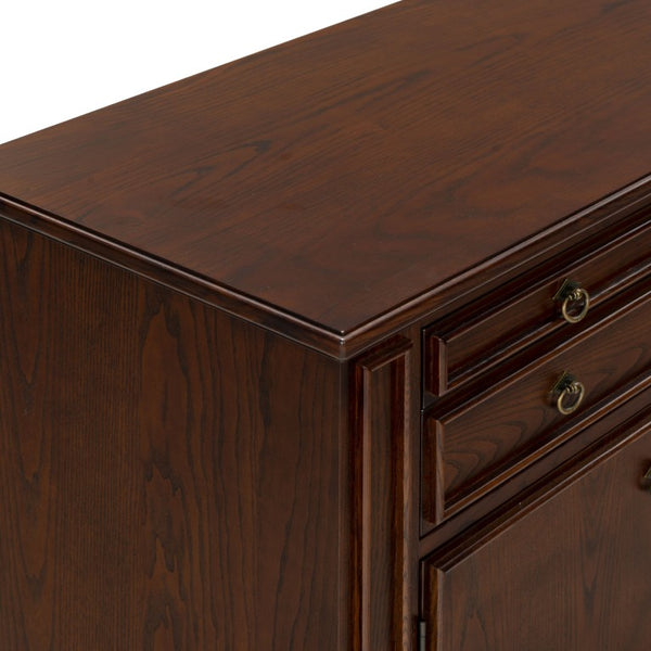 Safavieh Caroline Walnut and Brass Two Drawer Open Shelf Chest for Bedroom or Entryway SFV4283A