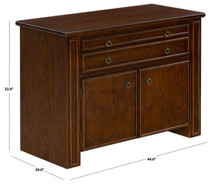 Safavieh Caroline Walnut and Brass Two Drawer Open Shelf Chest for Bedroom or Entryway SFV4283A