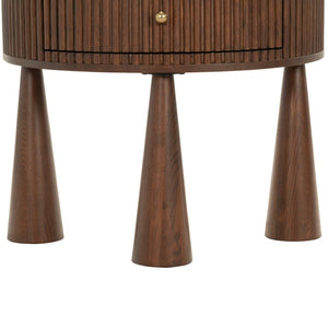 Safavieh Vivietta Fluted Walnut Nightstand with Brass Hardware for Modern Bedroom Elegance SFV4286A