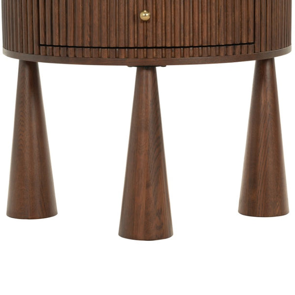 Safavieh Vivietta Fluted Walnut Nightstand with Brass Hardware for Modern Bedroom Elegance SFV4286A
