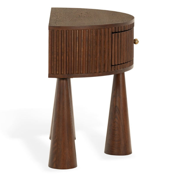 Safavieh Vivietta Fluted Walnut Nightstand with Brass Hardware for Modern Bedroom Elegance SFV4286A