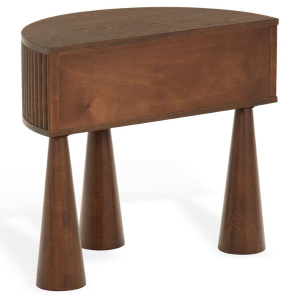 Safavieh Vivietta Fluted Walnut Nightstand with Brass Hardware for Modern Bedroom Elegance SFV4286A